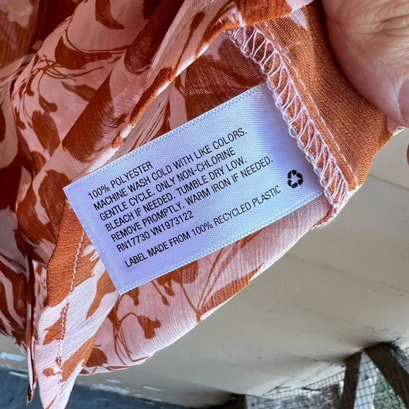 A New Day Floral Sheer Button Down Shirt - Size L - Picture 4 of 7